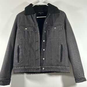 Kendall & Kylie  Black Denim Jacket with Sherpa Lining